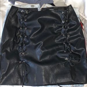 Black leather skirt